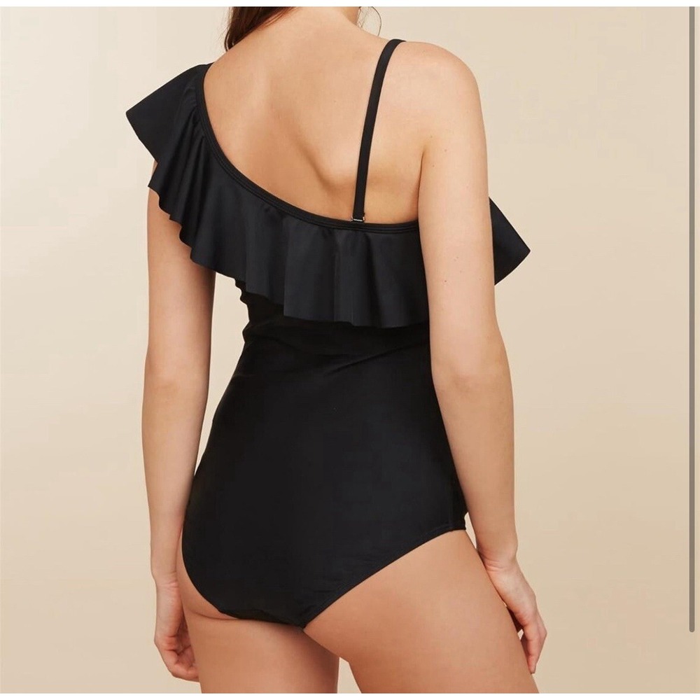 Beach Bump Ruffle Front one Shoulder UPF 50+ Swimsuit Motherhood Maternity Large - Picture 4 of 9